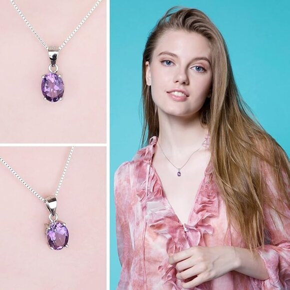 💜 1.77ct Amethyst Pendant - 925 Sterling Silver - Picture 4 of 9